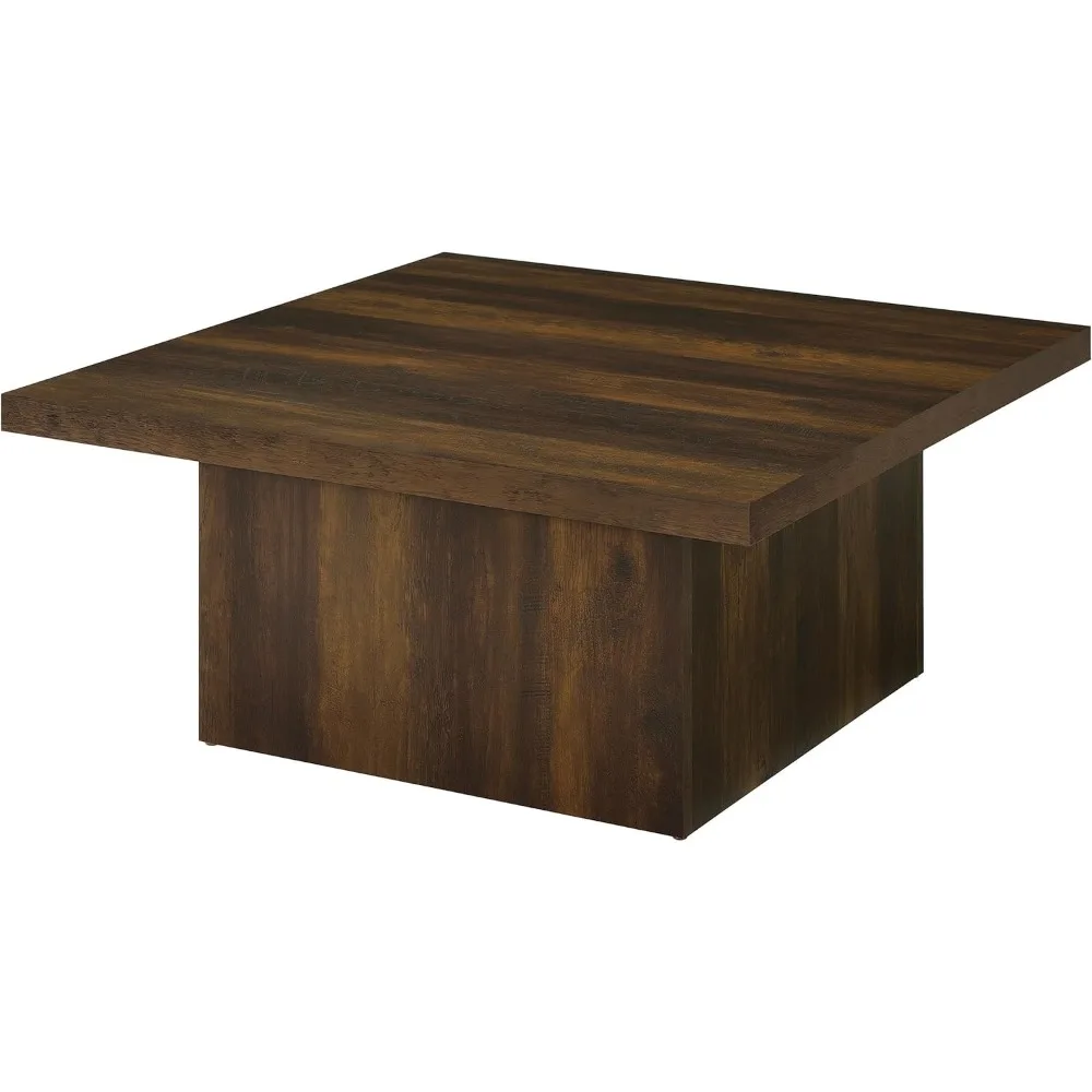 طاولة قهوة مربعة ذات طراز عبقري بتصميم هندسي وقاعدة طيدة من كوستر للمفروشات المنزلية في الخشب لمساحة المعيشة