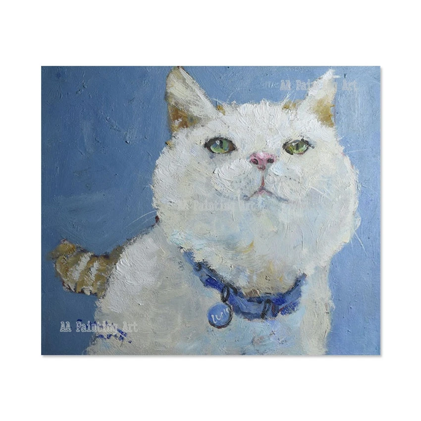 

Cartoon Cute Cat Canvas Picture Handmade Abstract Animal Oil Painting Wall Art New Design Murals For Kids Room Decoration