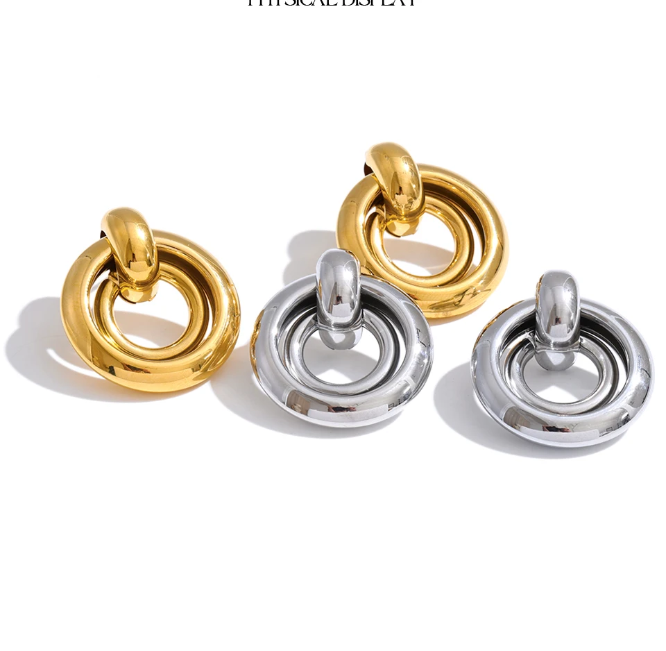 Yhpup Edelstahl Runde Ohrstecker 2026 Golden Platin PVD-Beschichtet Beliebter Hochwertiger Täglicher Einzigartiger Schmuck Wasserdicht – Detail 7