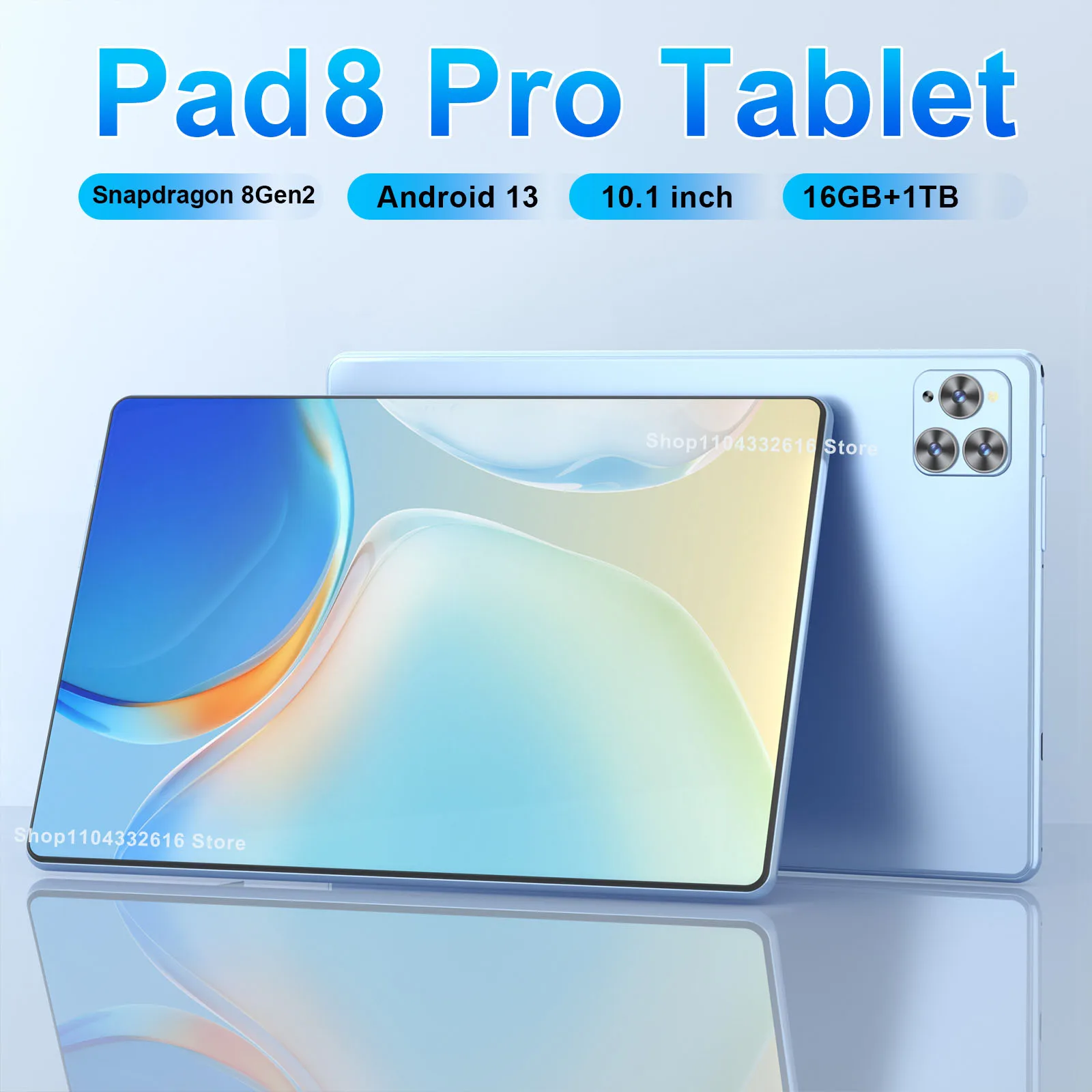 Pad 8 Pro Tablet 10.1 inch Qualcomm Snapdragon 8 Gen2 10 Core Android 16GB+1024GB 10000mah 5G Dual SIM WIFI HD Full Screen