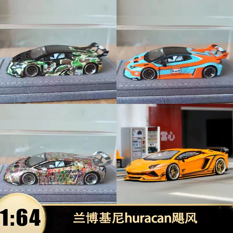 Original Lamborghini Huracan Storm GT Camo Ape Head Sunflower DAP 1:64 Simulation Alloy Car Model Toy Ornament Favorite Collect