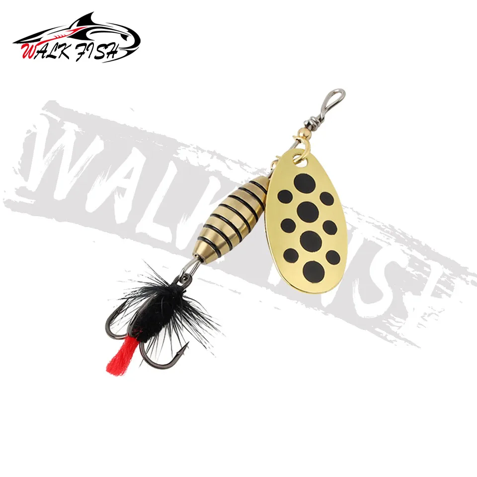 WALK FISH 낚시 미끼 회전 스팽글 스푼 스피너, 황동 고탄소강 후크, 워블러 베이스 페스카, 3.7g, 5.3g, 8.2g, 10.5g
