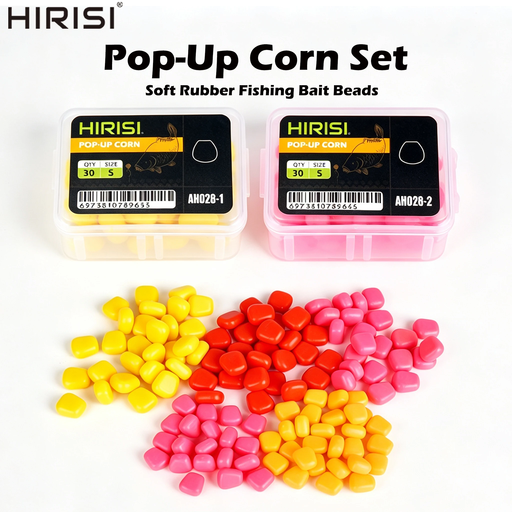 HIRISI Pop-Up Maisköder, Schwimmende Weichplastik-Maisköder, Mehrfarbig & Verschiedene Größen, Karpfenangel-Zubehör
