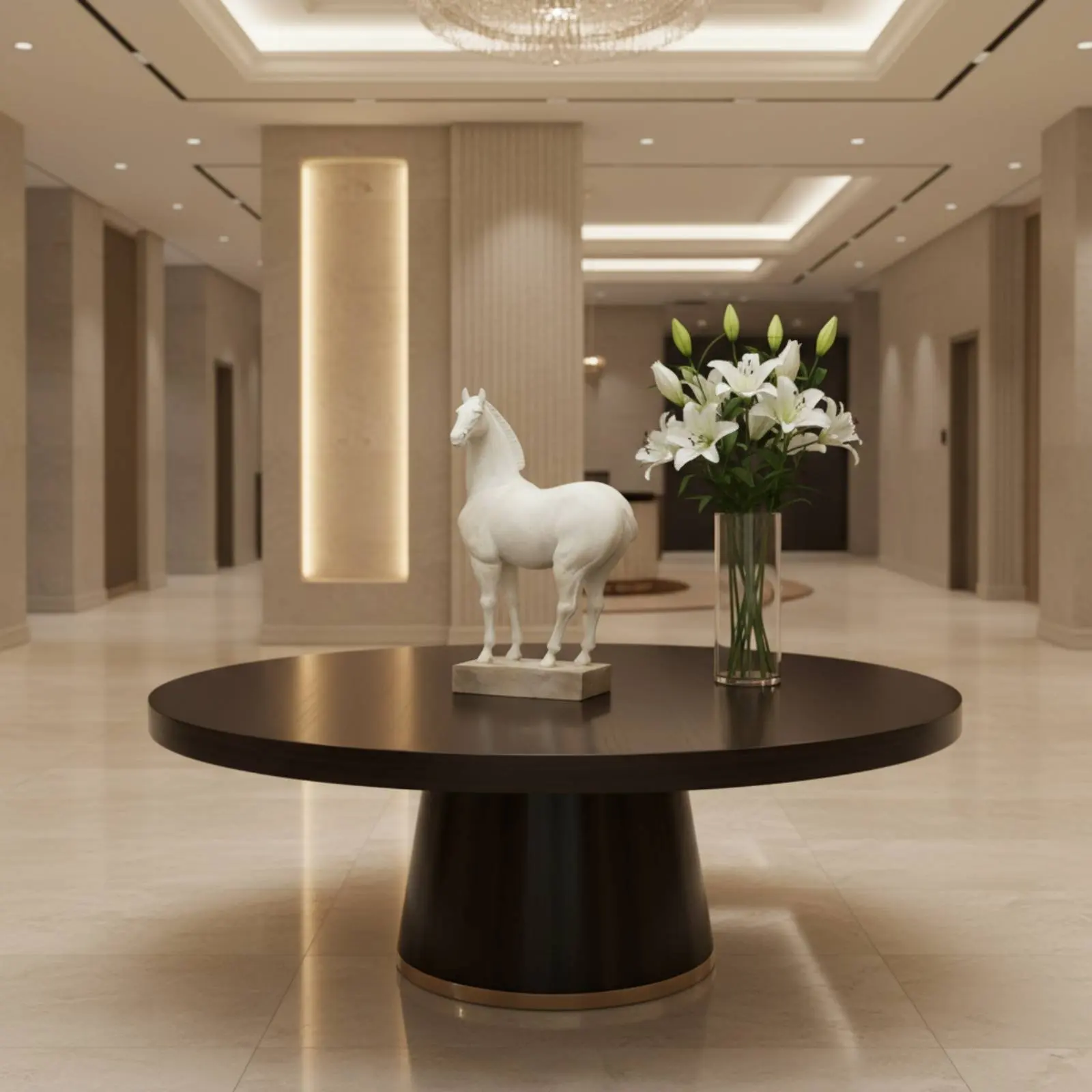 Ivory Steed Sculpture Modern Horse Tabletop Ornament Home Decor Vintage Gift Idea for Villa, Entryway