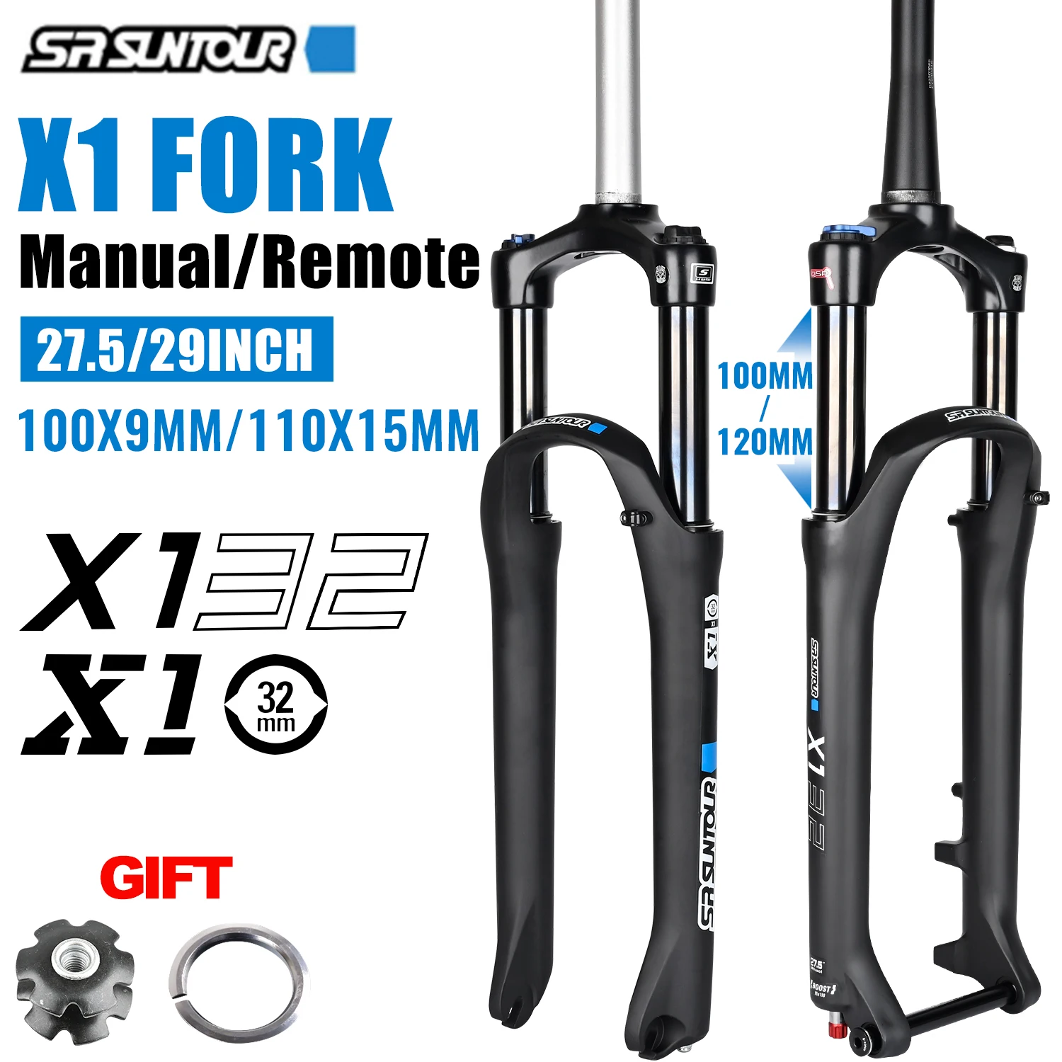 Original SR SUNTOUR X1 XCR Mountain Bike Oil Spring Suspension Fork QR 100x9MM BOOST 110x15MM 27.5 29