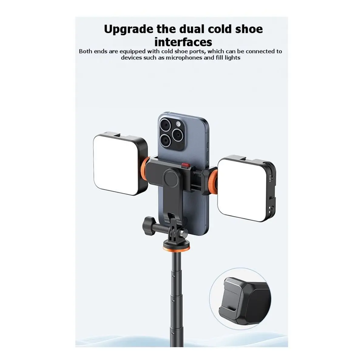 Dynamic PH17 Multi-Functional Phone Tripod Mount Phone Holder 360° Rotatable Phone Clamp with Dual Cold Shoe Mounts
