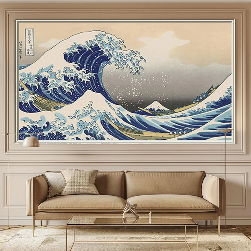 Póster de lienzo Vintage japonés Kanagawa The Great Wave Mount Fuji, pintura famosa, arte Mural, decoración para el hogar y la sala de estar sin marco