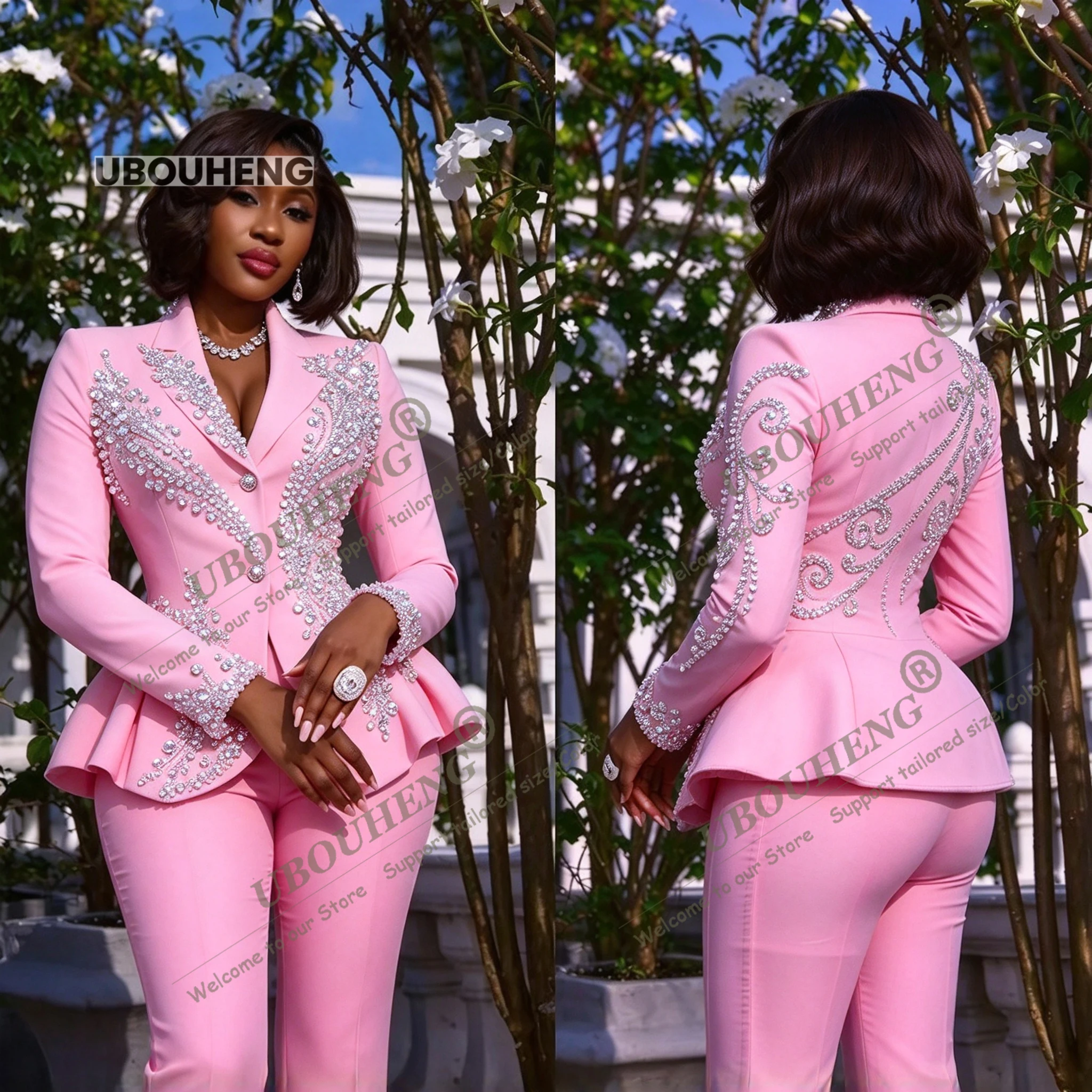 Luxury Beaded Stones Women Suit Single Breasted Jacket Pants 2 Pieces Bride's Mother Dresss Customized Lady Banquet Attires 2026