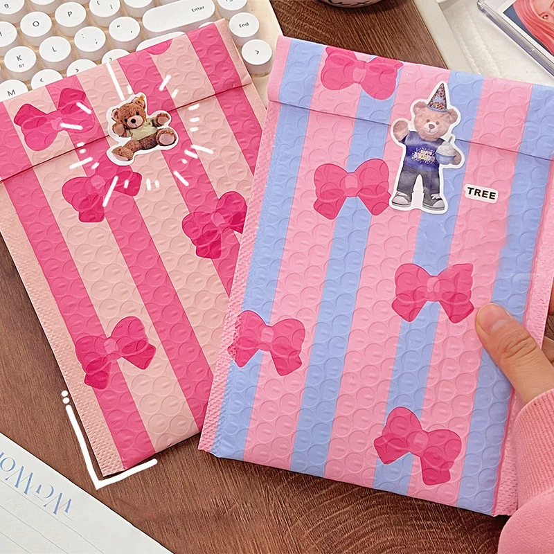 1/5PCS Bubble Mailers Pink Bubble Mailer Self Seal Padded Envelopes Gift Bags Pink Blue Bow Bags