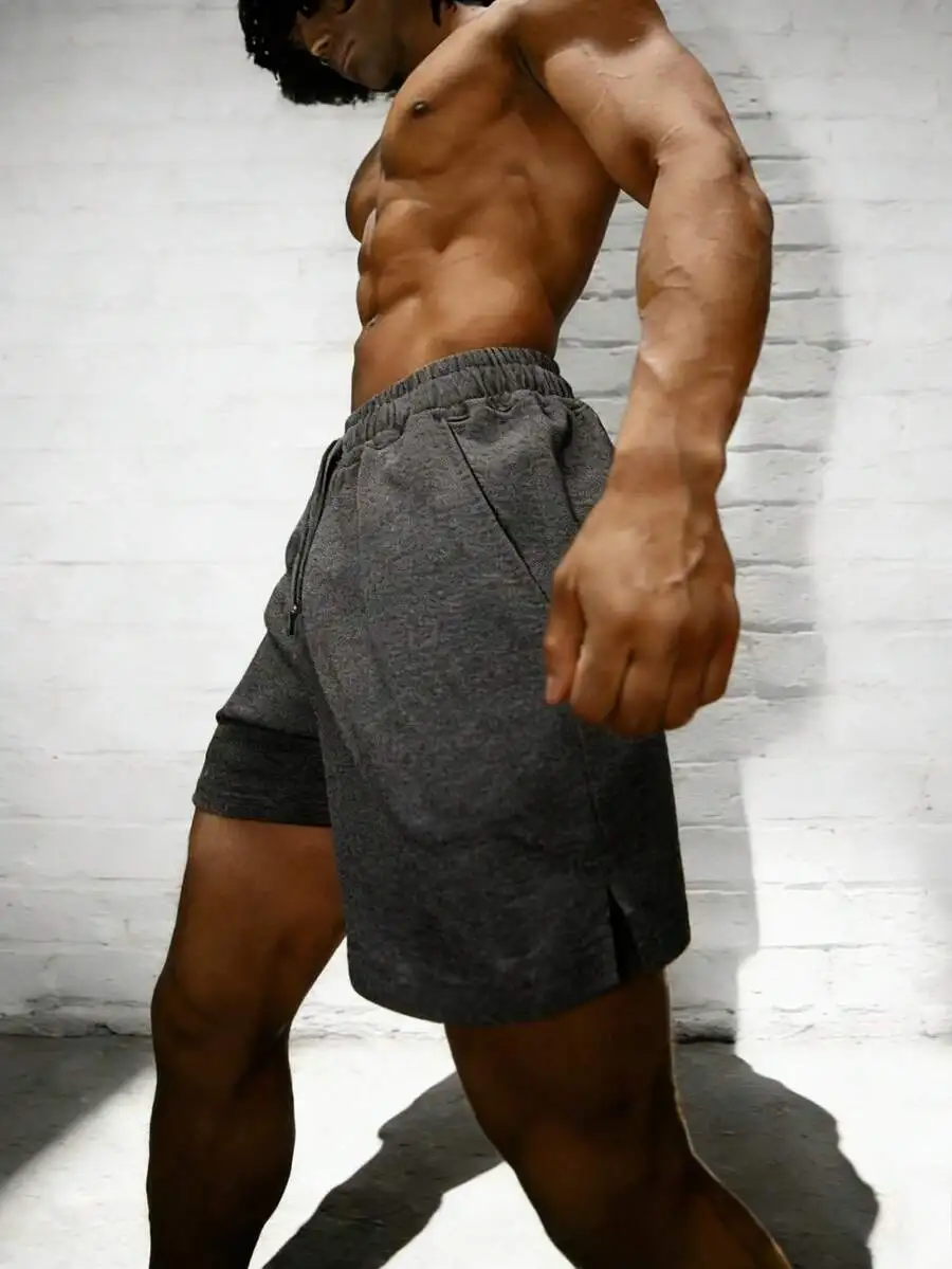 

Mens Grey Solid Color Minimalist Gym Shorts Casual Sport Shorts Summer