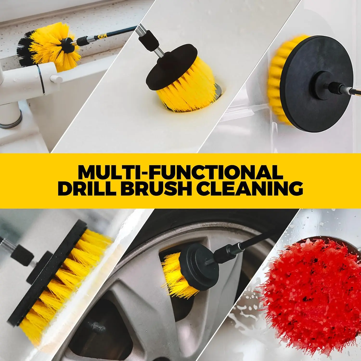 22Pack Drill Brush Attachments Set,Scrub Pads,Buffing Pads,Power Scrubber Brush,Car Polishing Pad Kit,(power drill not included)
