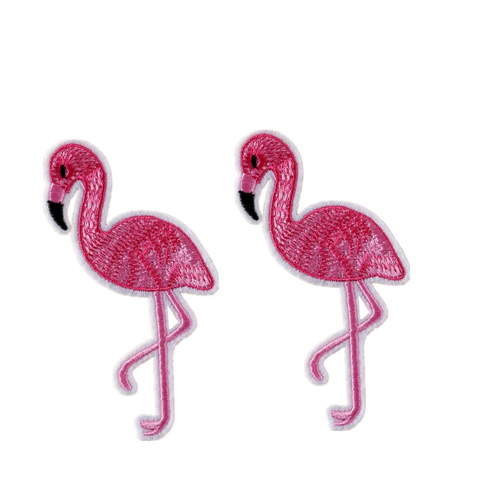 

2Pcs Flamingo Iron On Patch Embroidered Appliques for Clothing Bags Decoration Mending Unique Fashion Accessories