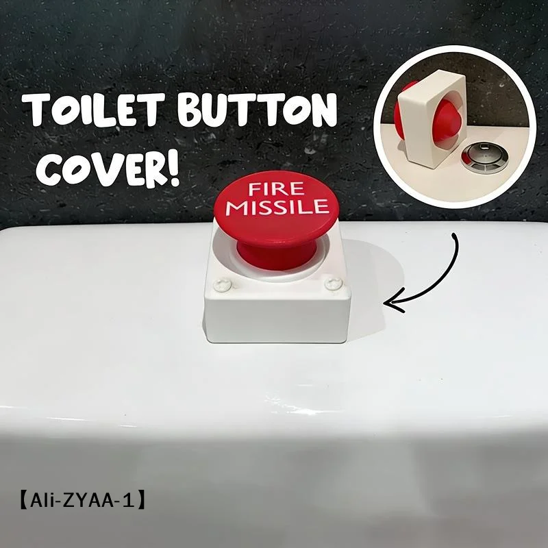 【A】1Pcs 3D Printed Fire Missile Toilet Button Extender – Durable Plastic, No-Drill, Classic Design, Bathroom Upgrade
