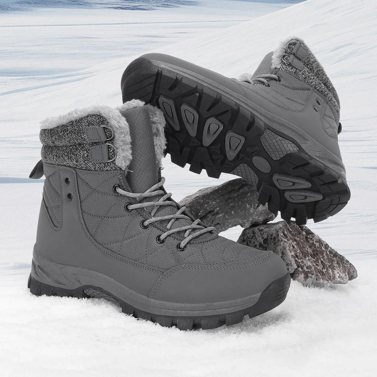 Long Boots for Men Outdoor Men New Cotton Shoes Waterproof and Cold Proof with Thick Velvet and Warmth Snow Boots Big Size 47