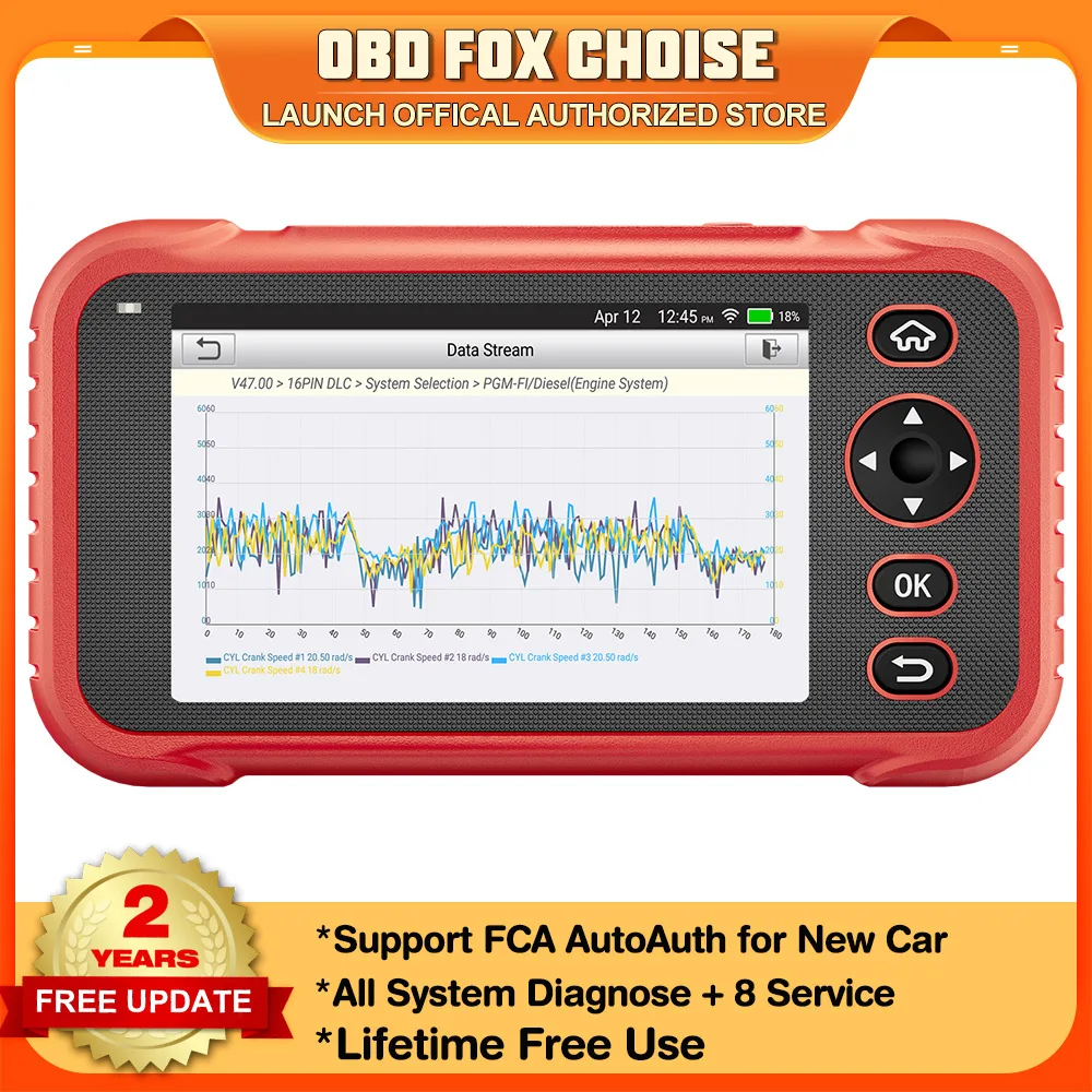 LAUNCH X431 CRP129E PLUS Car Diagnostic Tools Full Systems SAS OIL Brake DPF 8 Services OBD2 Scanner 2 Years Free Update