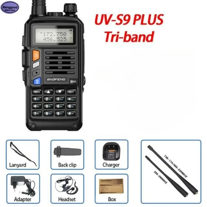 BaoFeng UV-S9 Plus Walkie Talkie Tri-Band Powerful 10W CB Radio Transceiver VHF UHF 10km Long Range up of uv-5r Portable Radio