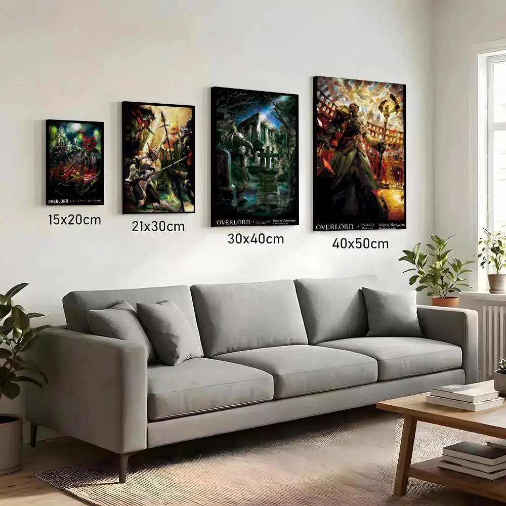 Anime O-Overlord Dark Powerful Painting Calligraphy HD Canvas Print Poster Wall Art | Optional Frame | Modern Hallway Decor