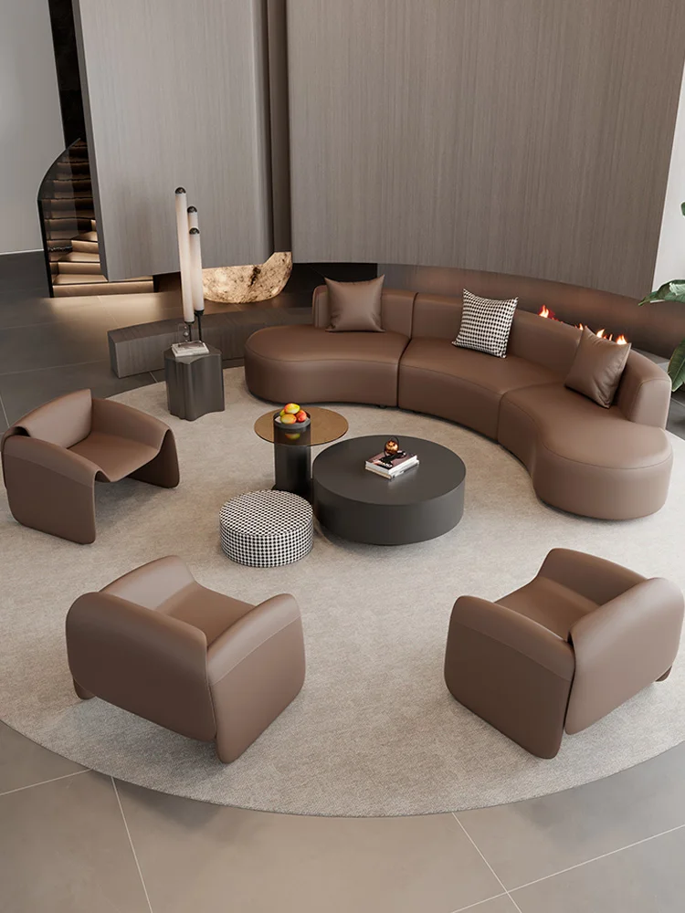 Library Tube Lending Room Lounge Sofa Coffee Table Set Lounge Area Clubhouse Parlor Corner Curved Reception