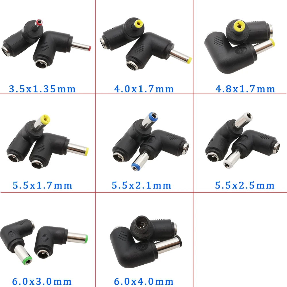 DC Power 5.5x2.1mm Female To 6.0x4.4/6.3x3.0/5.5x2.5/5.5x1.7/4.8x1.7/4.0x1.7/3.5x1.35mm Male Plug Adapter Connector For Laptop