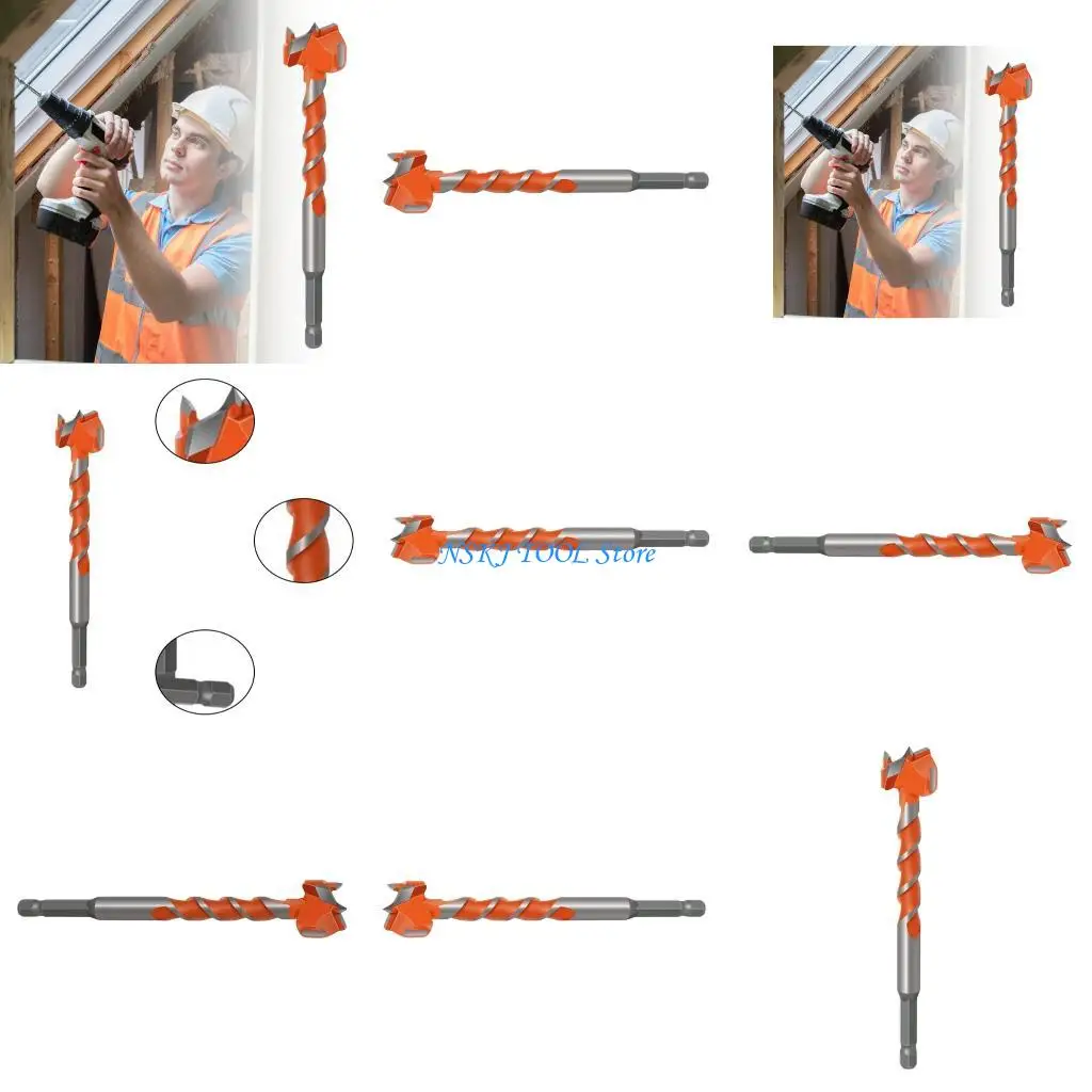 

L8RC Удлиненное сверло с режущей кромкой, шестигранный хвостовик, совместимость для деревообработки, установка сверлильных для