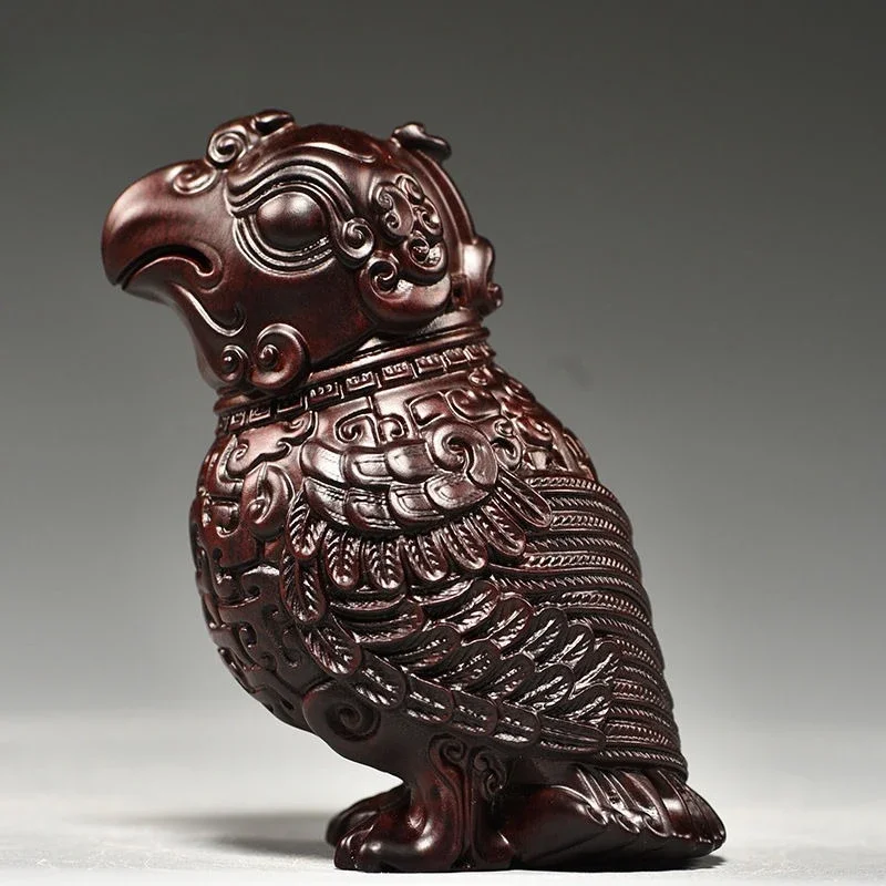 Ebony wood carving parrot ornament solid wood carving handicraft home entrance decoration