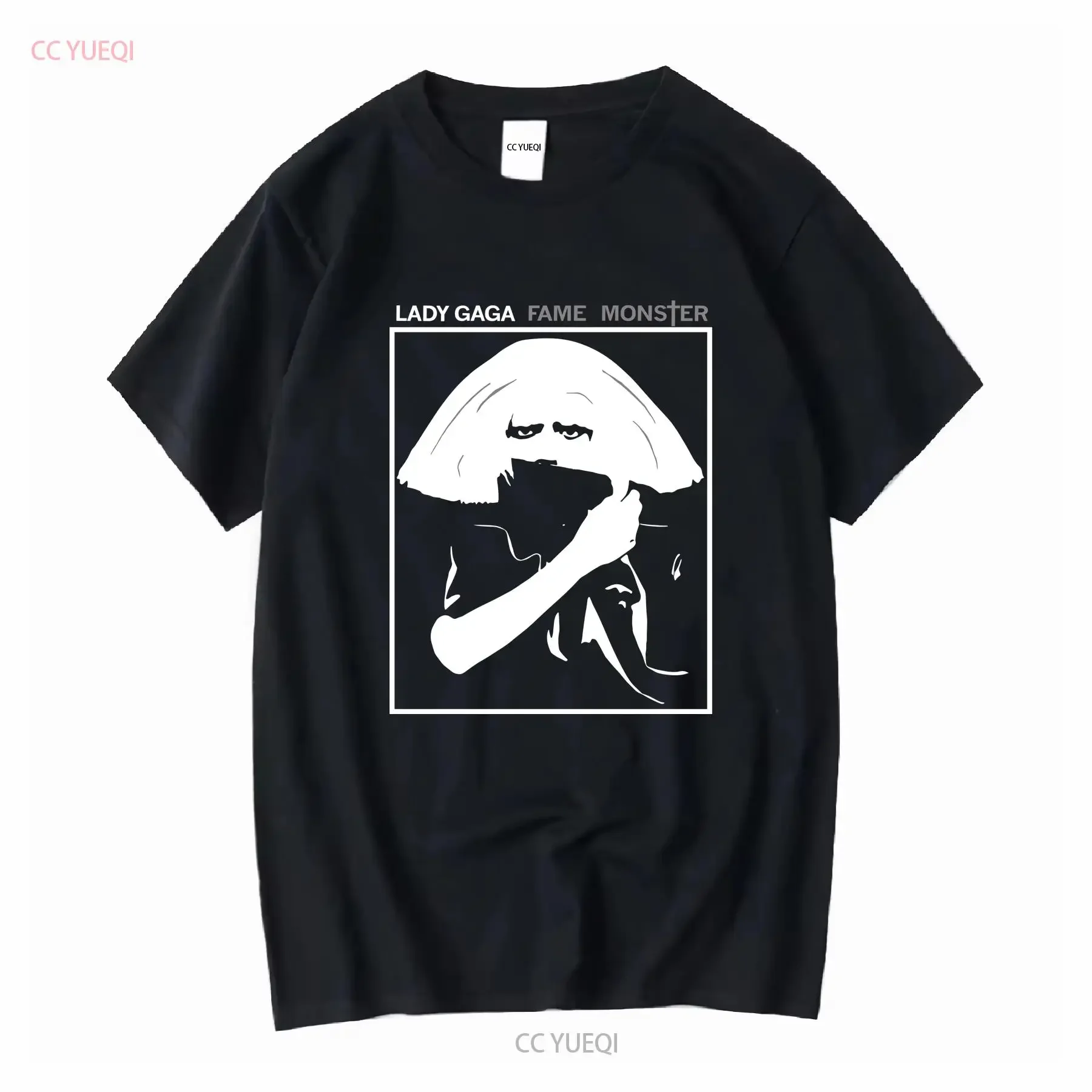 Camiseta Lady Gaga Fame Monster en 100 anillos de algodón hilado de manga larga o corta vintage lavada ligeramente elegante moda homme