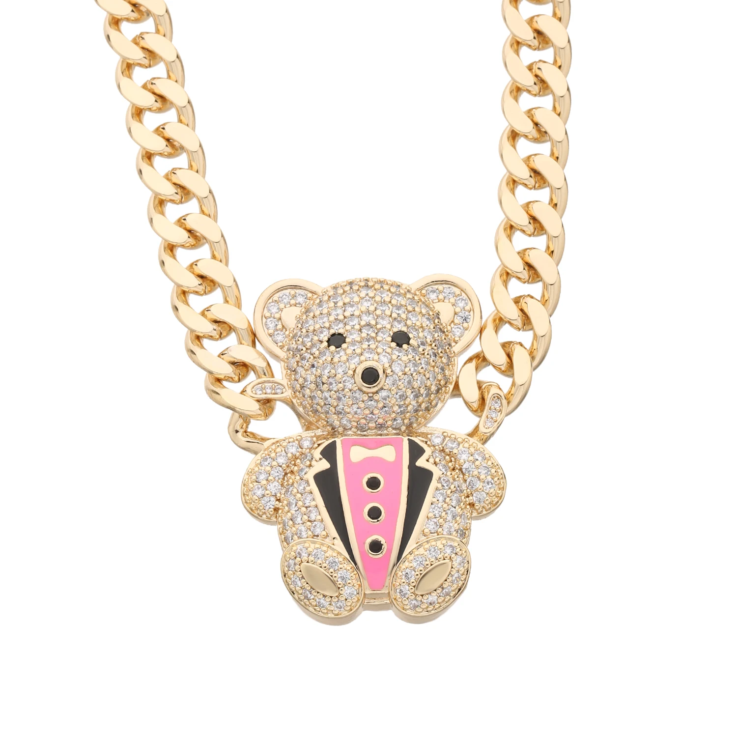 Ties for men and women are Teddy Bear, necklaces + pendants, hip-hop decorative jewelry for men and women Weight: about 85g