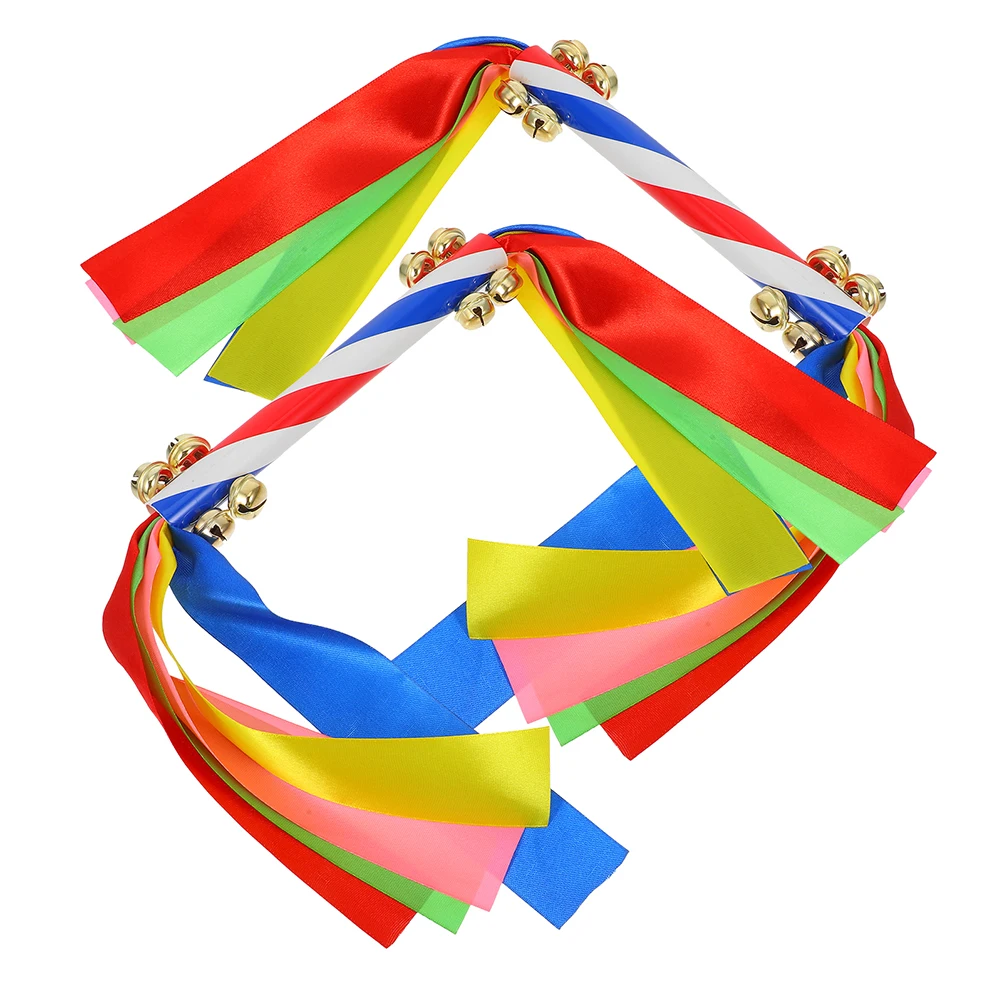 

2 Pcs Cheerleaders Hand-waving Flowers Pompom Cheering The Bell Ribbon Poms for Plastic Dancing Child