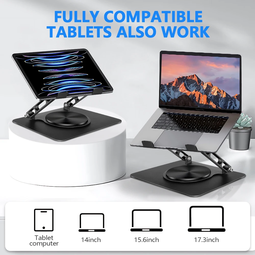 Laptop Stand Foldable Portable 360° Rotating Base Suitable for Laptop Adjustable Portable Folding Stand Cooling Stand Support