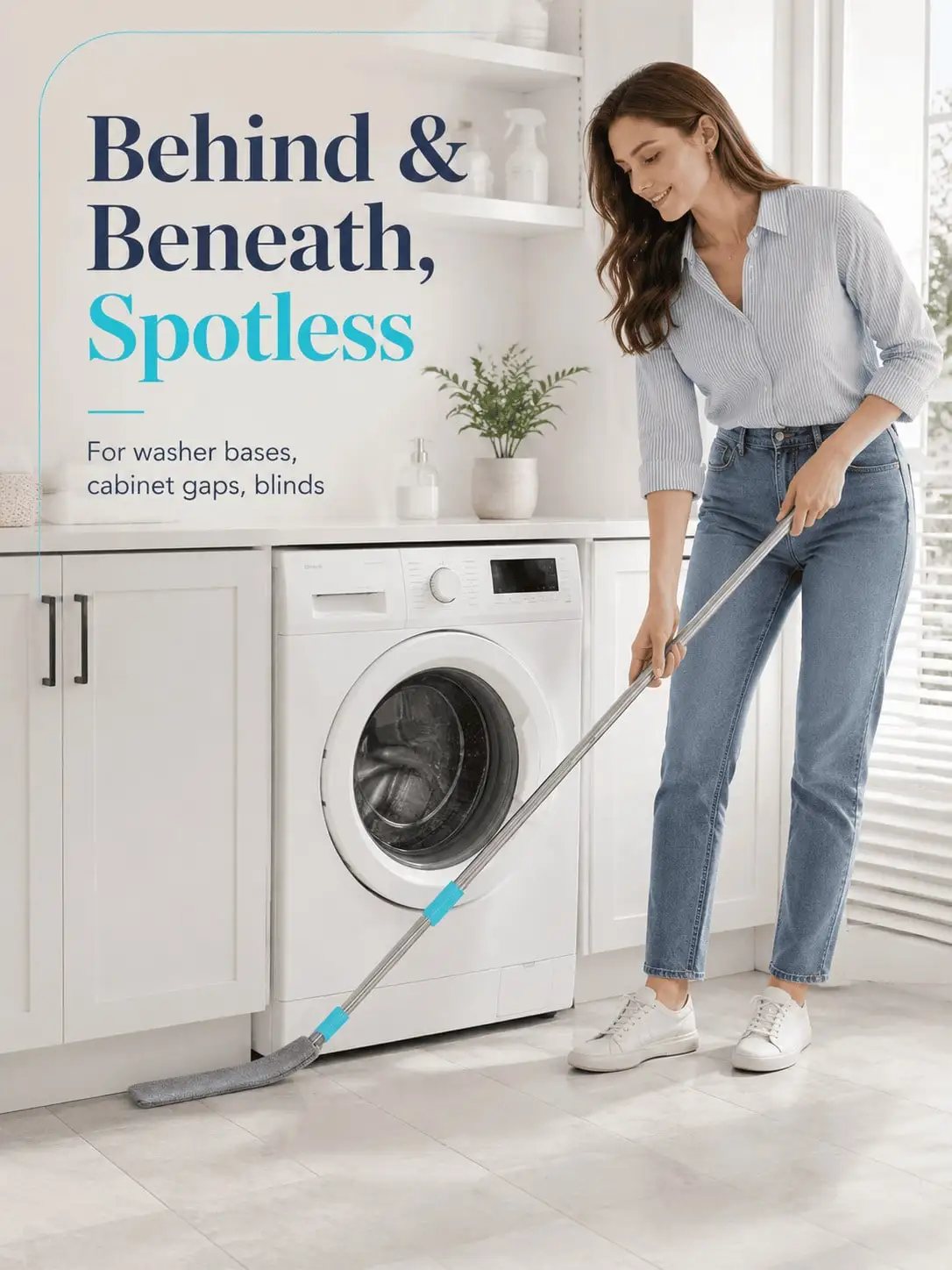 Extendable Gap Cleaning Brush Bendable Microfiber Dust Mop Detachable Washable Cleaner for Under Sofa Bed Cabinet