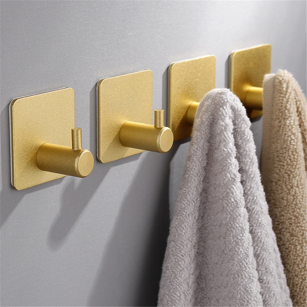 Golden Black Robe Hooks Self Adhesive Wall Hook Multi-Purpose Bathroom Towel Clothes Handbag Key Hanger Hooks Home Storage Hook