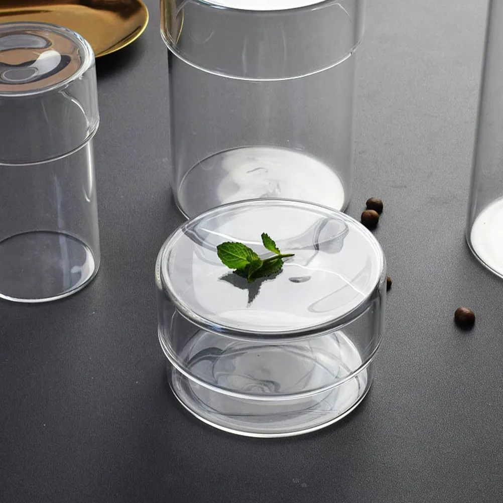 2pcs Transparent Glass Storage Jars with Airtight Lids for Tea Coffee Beans Candy Honey Cereals Food Organizer view 5