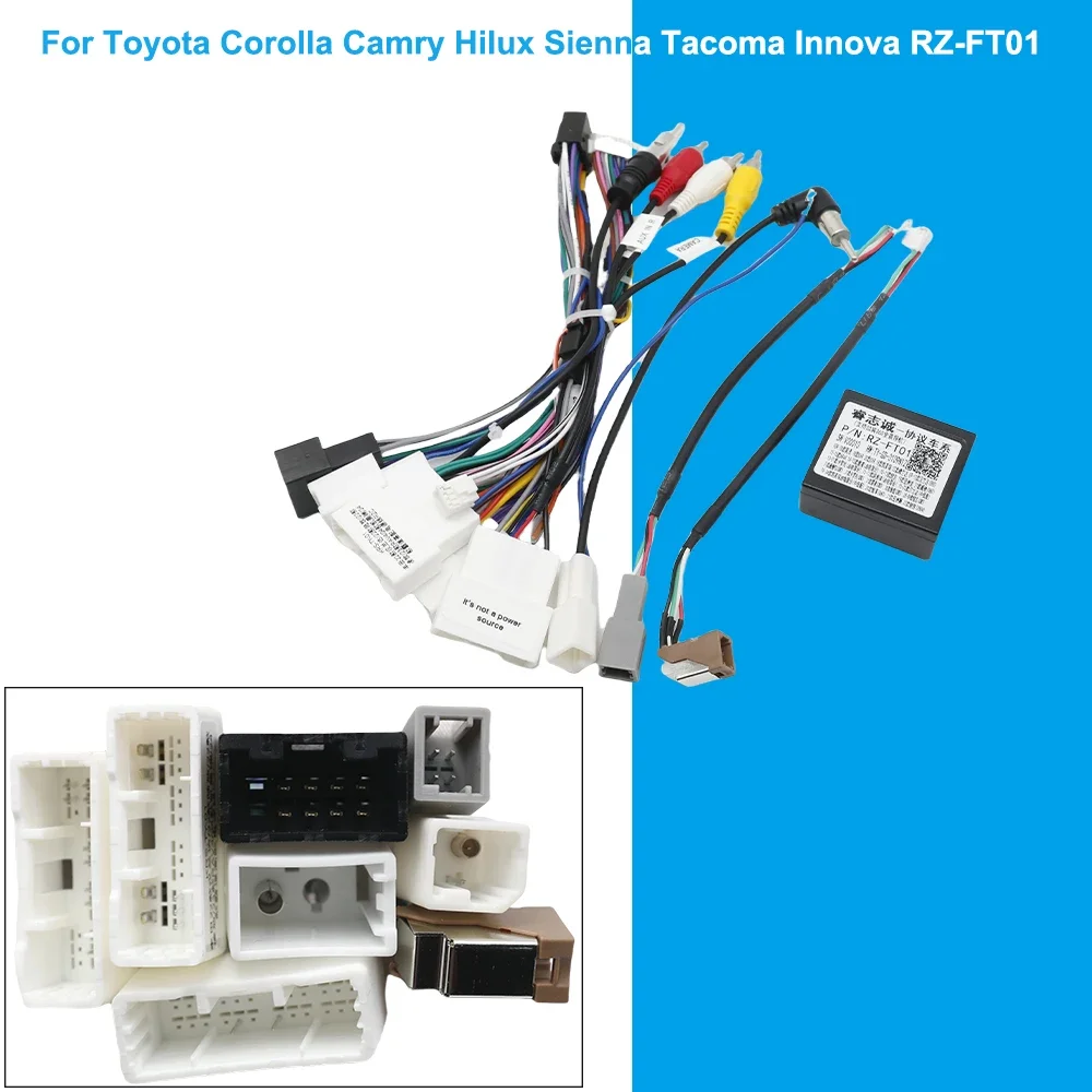 Car Wiring Harness Adapter Canbus Box Android Power Cable For Toyota Corolla Camry Hilux Sienna Tacoma Innova RZ-FT01