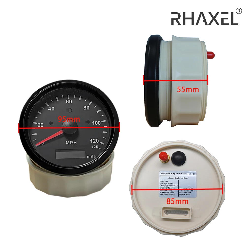 

RHAXEL 2 Gauge Set 85mm GPS Speedometer 125 160 200 KM/H MPH Tachometer 8K 12K with Red and Yellow Backlight 12V 24V