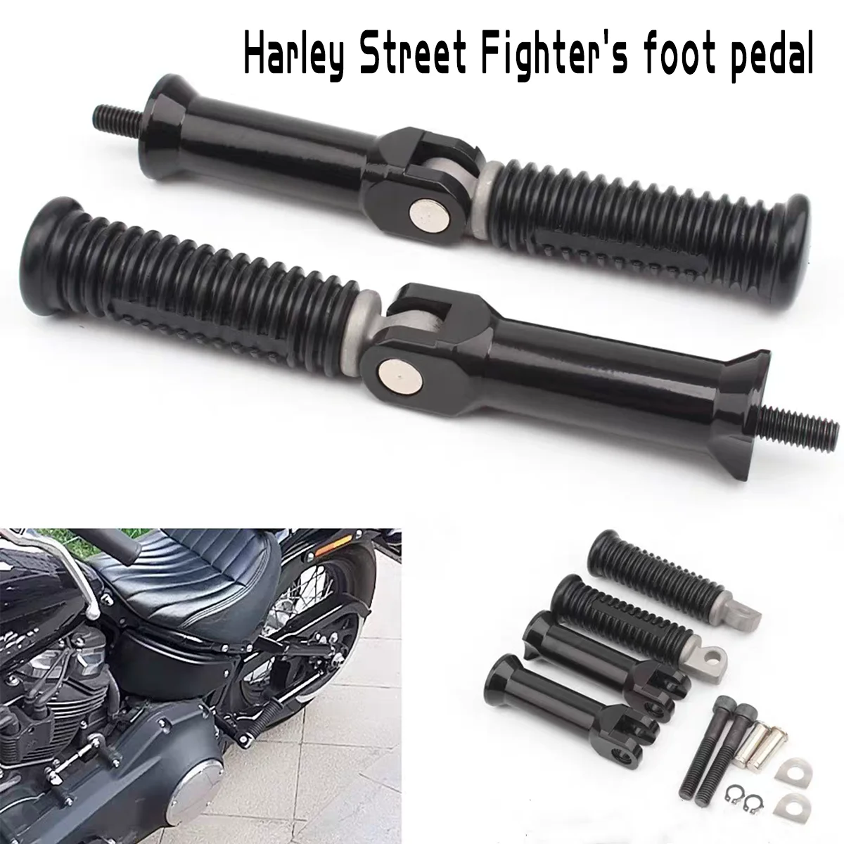 2x Male Mount Motorcycle CNC Aluminum Foot Pegs Footrest For Harley Sportster Iron Touring Custom Dyna Fat Bob Softail Fat Boy