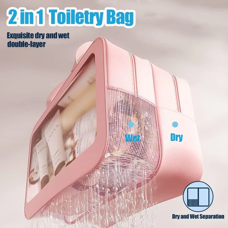 Travel Wash Bag Dry-Wet Separation Makeup Bag Portable Double-Layer Large Capacity Cosmetic Storage Bag Fitness Swimming Bathing