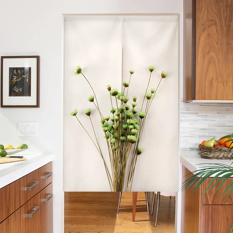 Nordic minimalist flowers changing room Curtain Privacy Partition Doorway Curtains Kitchen Entrance Noren Linen Hanging