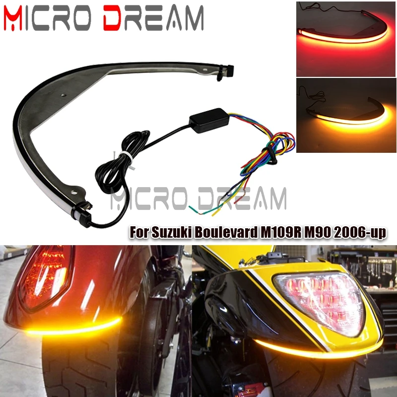 For Suzuki Boulevard M109R M90 Tail Tidy Fender Eliminator Bracket Bar Sequential Switchback Rear Brake Turn Signal Light 06-UP