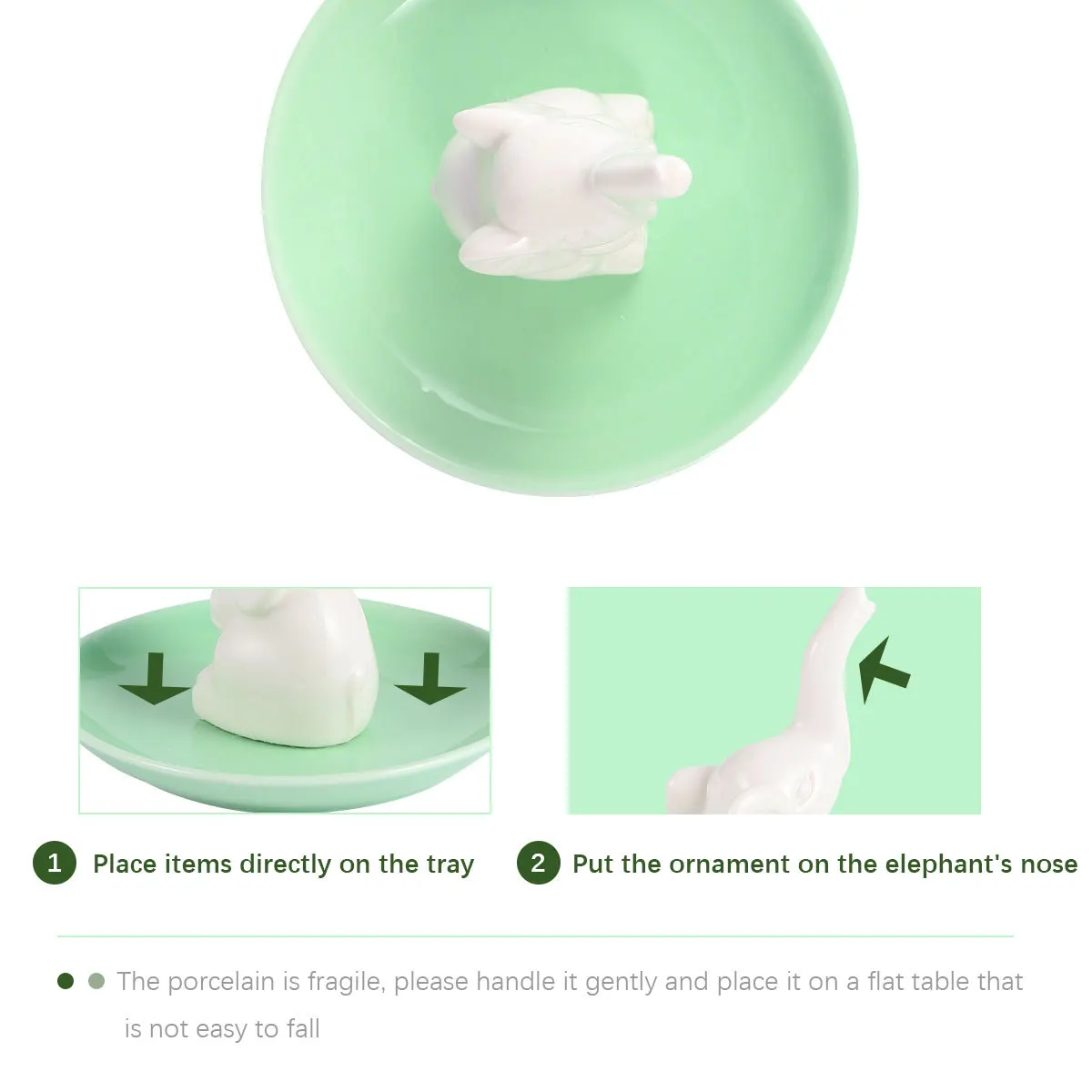 

1Pcs Ceramic Jewelry Storage Tray Elegant Elephant Ring Holder Earring Organizer Decorative Jewelry Plate Storage Dish for Rings