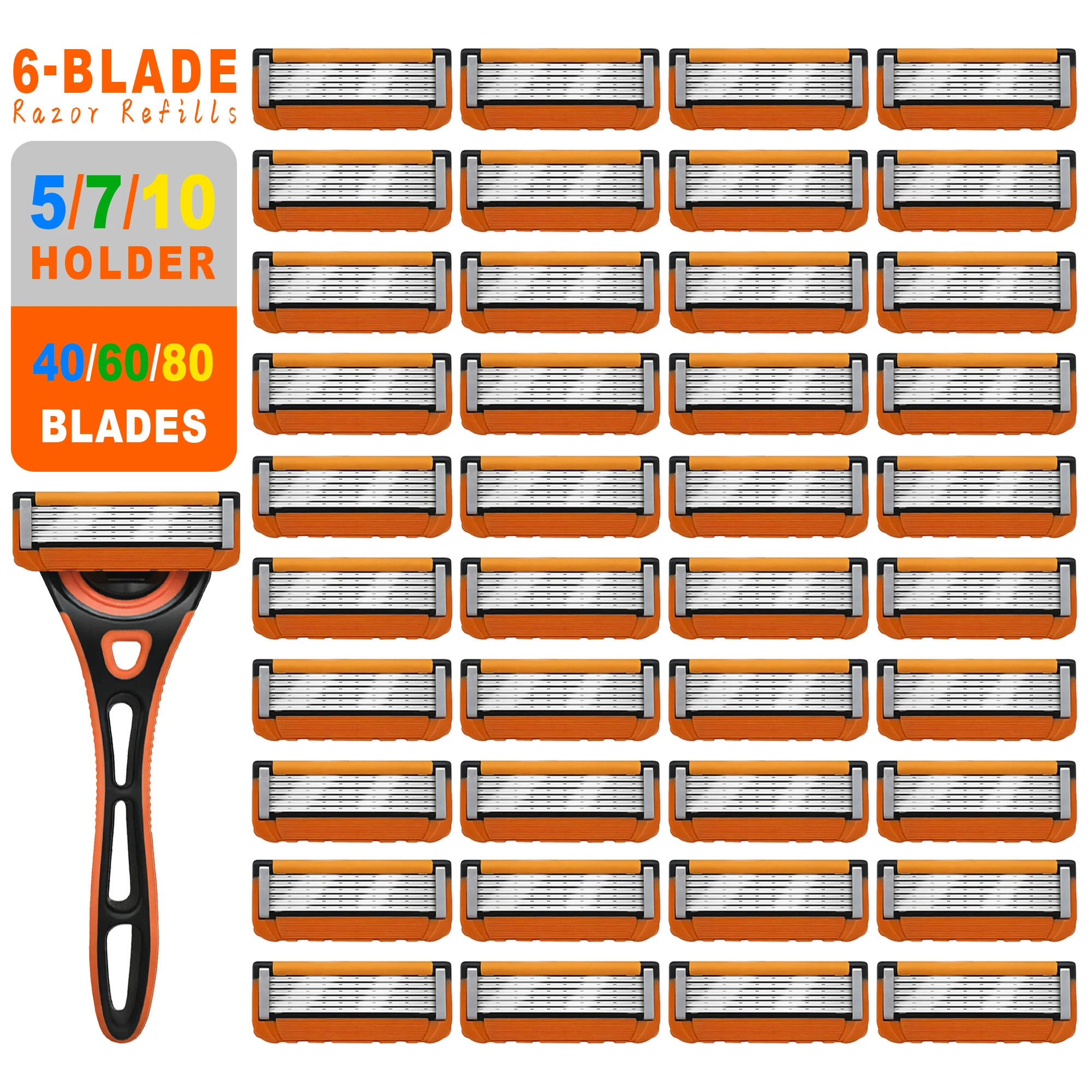 6 Layers Stainless Steel Manual Razor for Men, Safety Shaving Tool Classic Barber Razor, Close Shave Smooth Skin Care