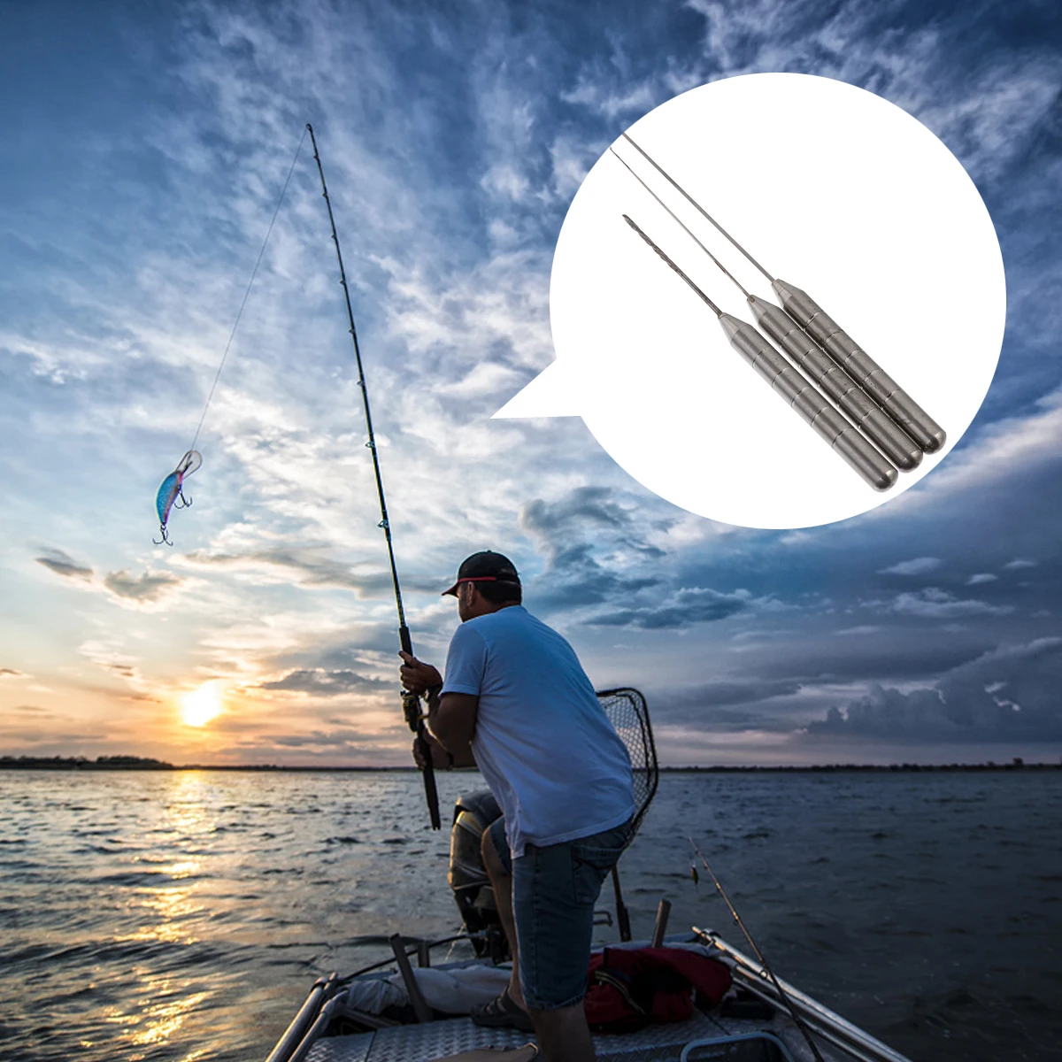 

Carp Fishing Rig Accessories Crochet Set Kit Splicing Hook Needle Circle Hooks Silver Metal