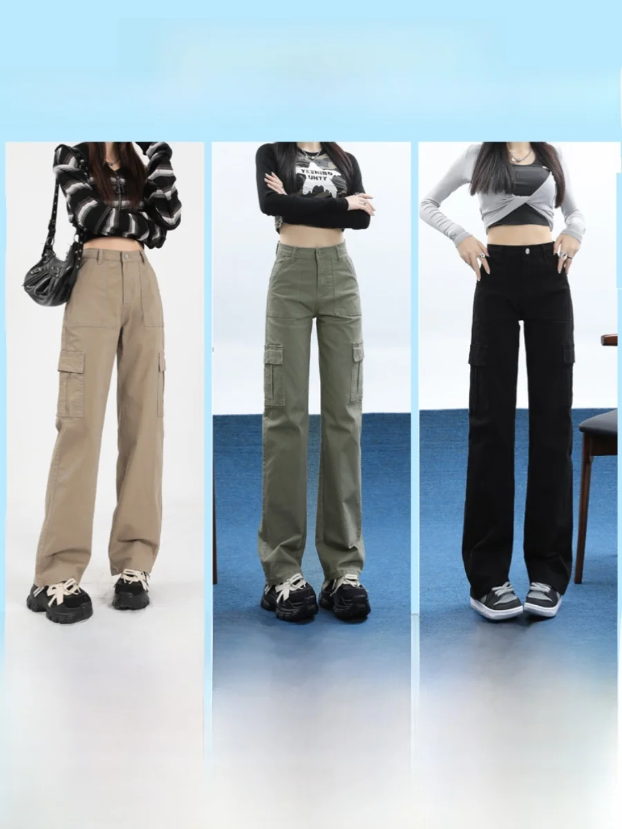 

Loose Wide Leg Workwear Jeans Women's Small Size Nine Point American Casual Loose Fit High Waist Denim Pants Straight Cut