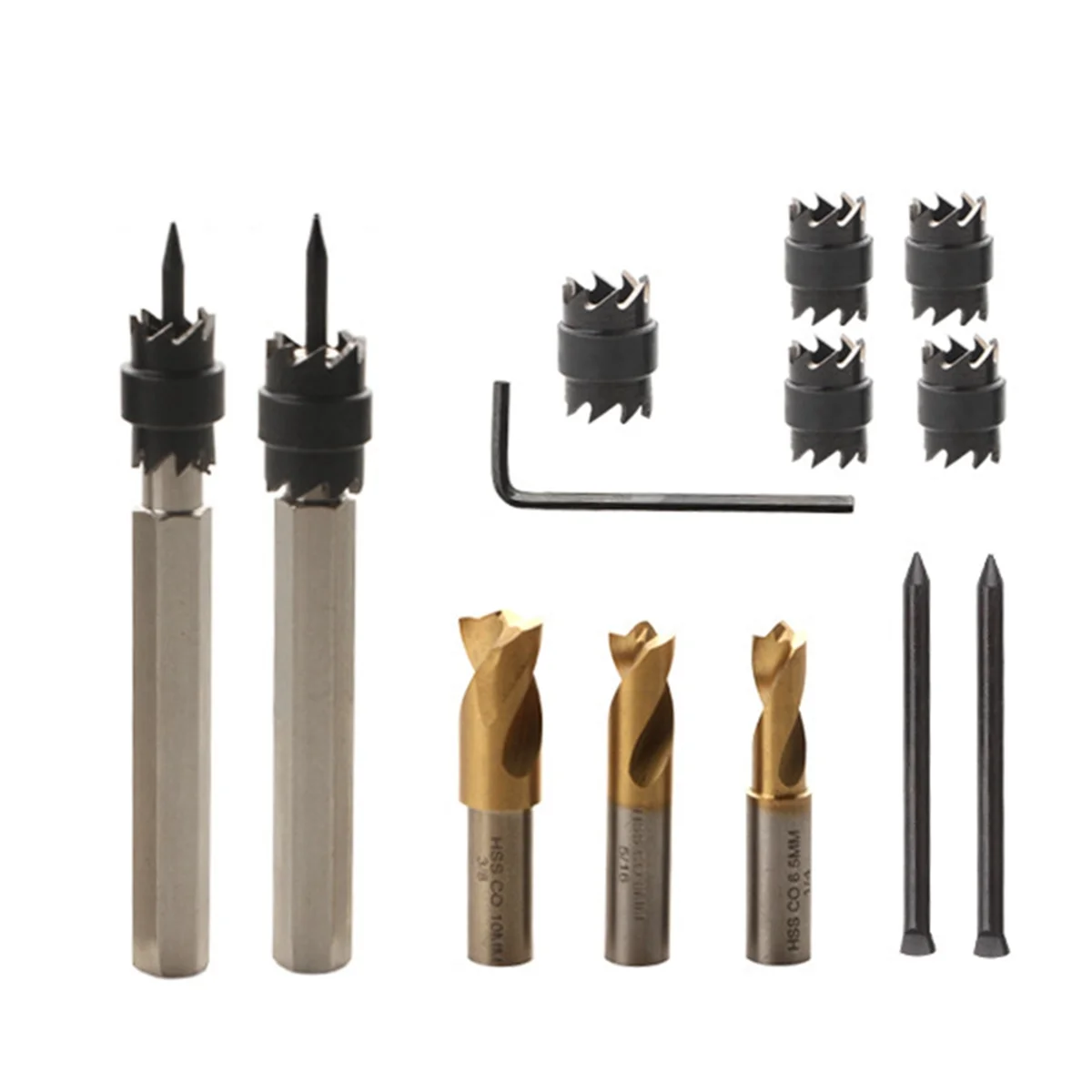 AA25 13pcs Spot Weld Cutter Set,Spot Weld Drill Bits,Hex Shank Sheet Hole Cutters for Power Drills,for Spot Welding Removal