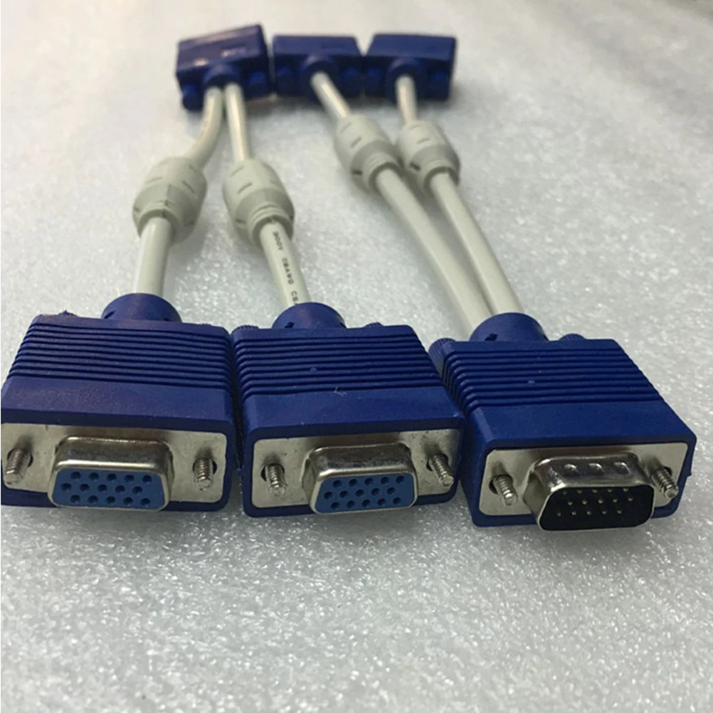 

2pcs Vga Video Splitter Cable Dual Monitor Adapter 1 To 2 Out Male To Female Converter For Lcd Display Device With