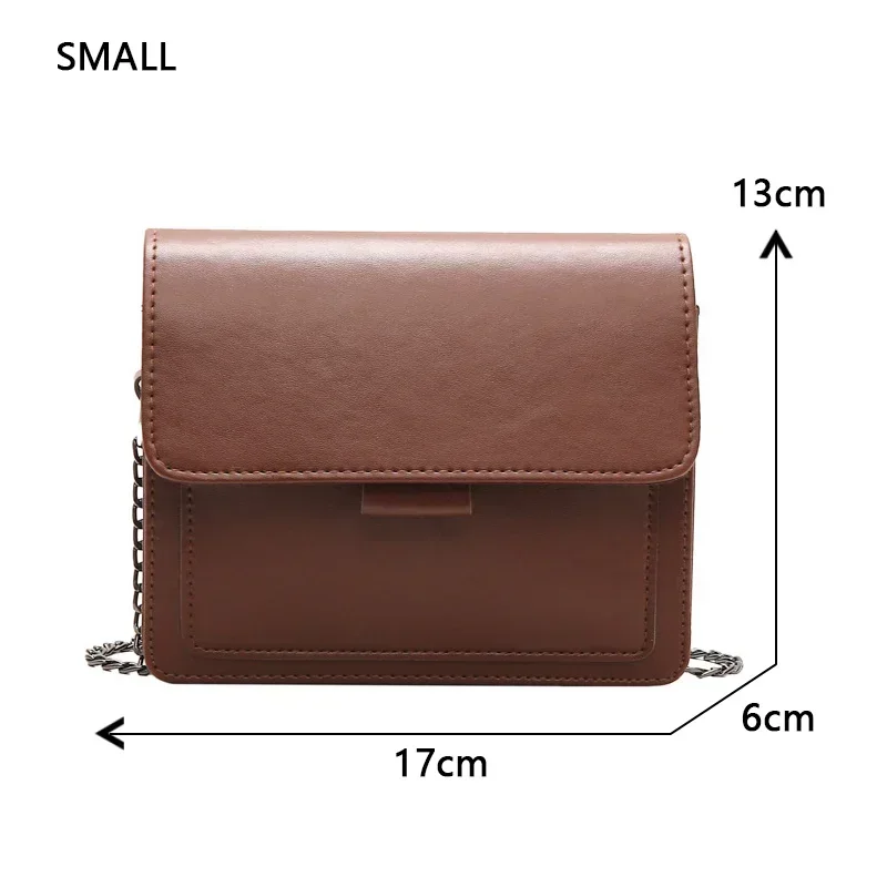 Ladies Messenger Bag 2024 New Trendy Wide Shoulder Strap/chain Small Square Bag Retro Casual Simple Flap Crossbody Bag for Women