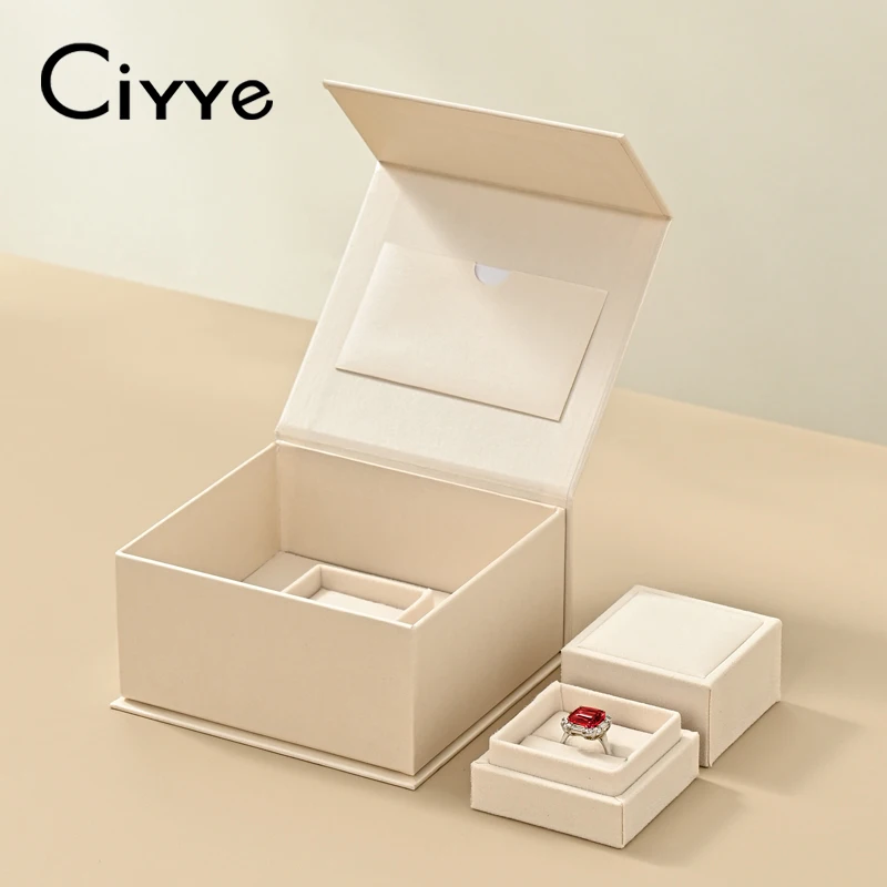 Ciyye Ring Gift Box Velvet Jewelry Packaging Storage Box Organizer Portable Wedding Proposal Engagement Gift Box Customizable