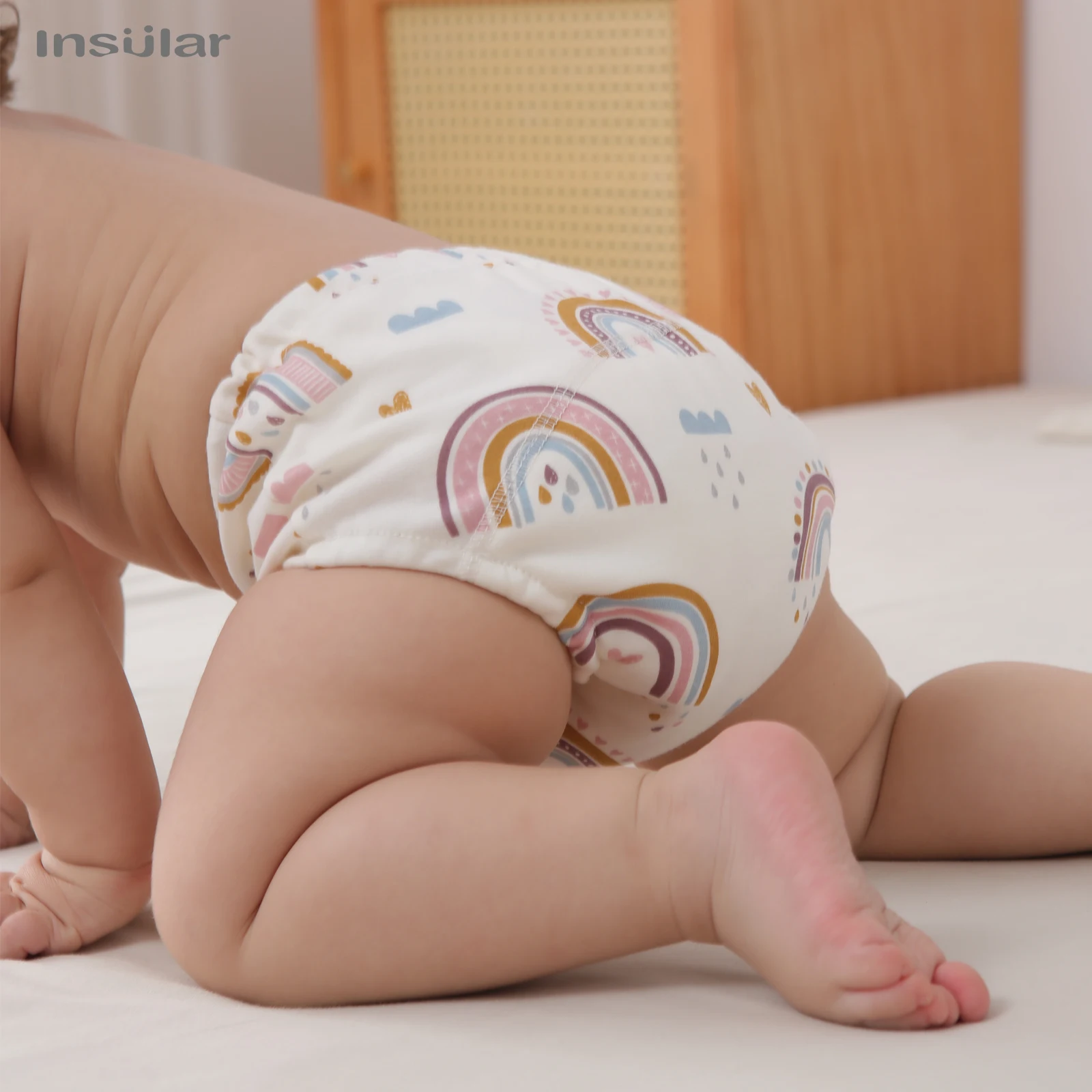 Celana dalam katun 3 potong/lot celana dalam latihan bayi 6 lapis tahan air popok kain dapat digunakan kembali popok bayi