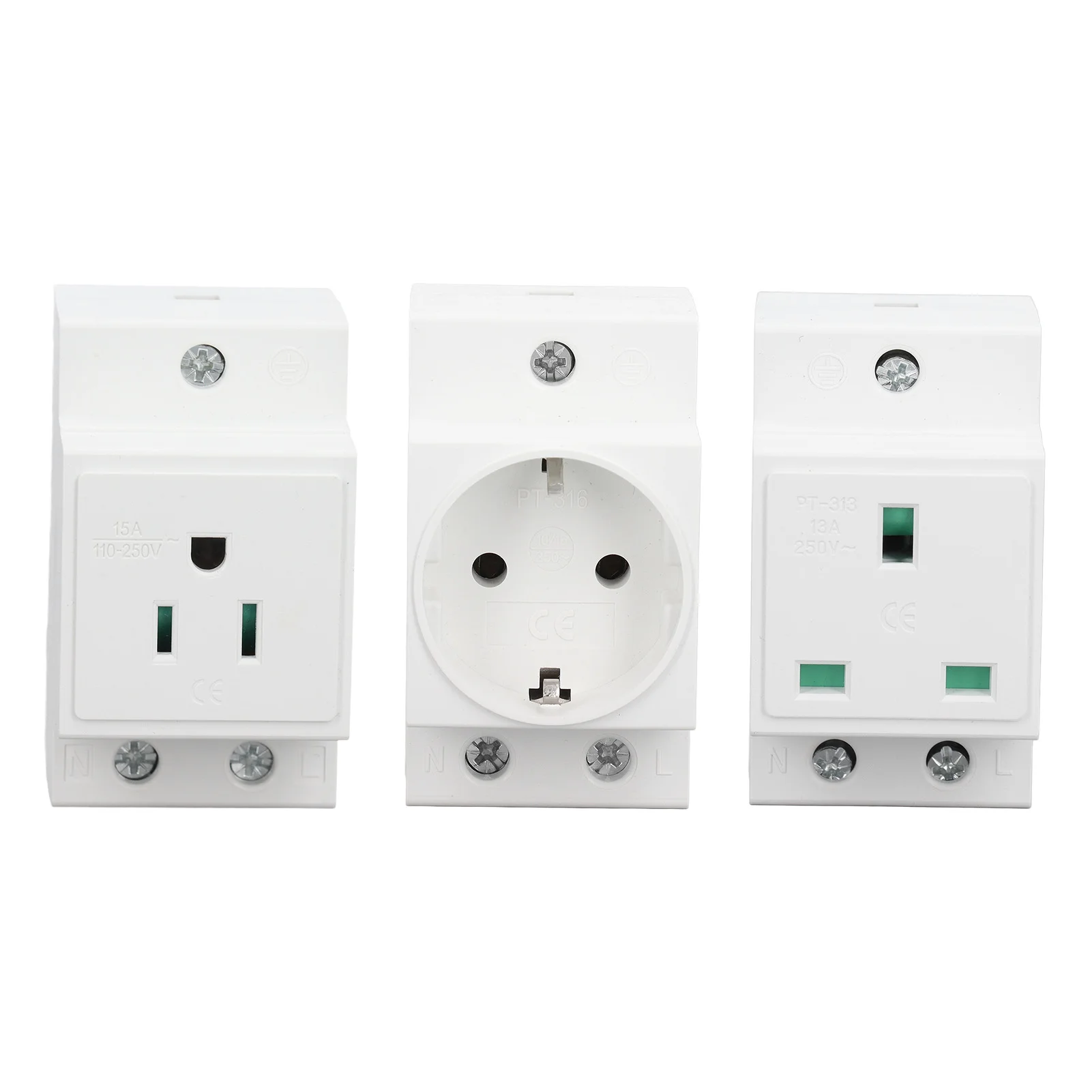 AC Power Socket DIN Rail Socket Built in Protective Contact  Contact Outlet for Distribution Panel