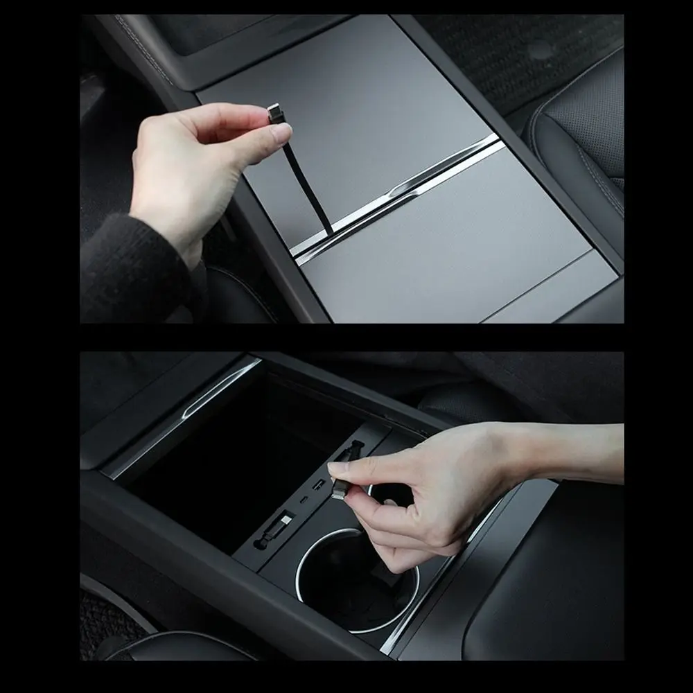 Скрытый USB-хаб для центральной консоли с быстрой зарядкой Type-C для Tesla Model Y Juniper/Model Y LR/Model 3 Highland