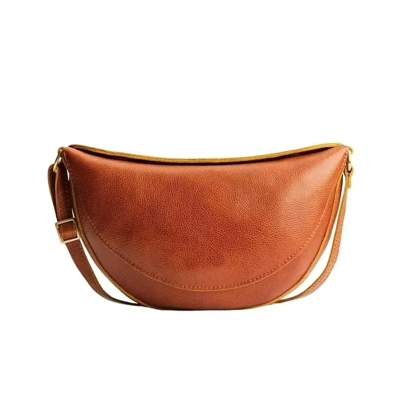 Battle drum shape Crescent Saddle Bag High-end Shoulder Crossbody Bag Macaron Color Series Large Capacity Large Leather Bag